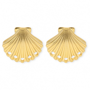 BY31&reg; Stainless Steel - Rostfrei Stahl Schmuckzubeh&ouml;r Ohrringe&nbsp;/&nbsp;Ohrstecker Muschel mit 5 &Ouml;sen Gold