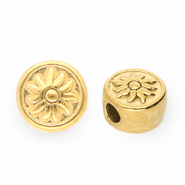 Stainless Steel - Rostfrei Stahl Perlen Rondellen mit Sonne Gold