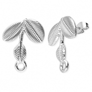 Stainless Steel - Rostfrei Stahl Schmuckzubehör Ohrringe / Ohrstecker Blätter mit Öse Silver