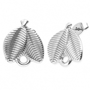 Stainless Steel - Rostfrei Stahl Schmuckzubehör Ohrringe / Ohrstecker Blätter mit Öse Silver