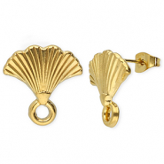 Stainless Steel - Rostfrei Stahl Schmuckzubehör Ohrringe / Ohrstecker Lüfter mit Öse Gold