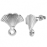 Stainless Steel - Rostfrei Stahl Schmuckzubehör Ohrringe / Ohrstecker Lüfter mit Öse Silver