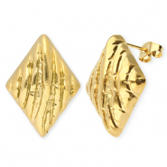 Stainless Steel - Rostfrei Stahl Schmuckzubehör Ohrringe / Ohrstecker Rhombus mit Öse Gold