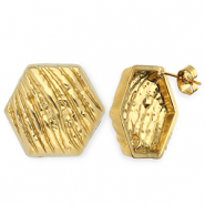 Stainless Steel - Rostfrei Stahl Schmuckzubehör Ohrringe / Ohrstecker Hexagon mit Öse Gold