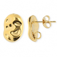 Stainless Steel - Rostfrei Stahl Schmuckzubehör Ohrringe / Ohrstecker Oval mit Öse Gold