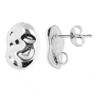 Stainless Steel - Rostfrei Stahl Schmuckzubehör Ohrringe / Ohrstecker Oval mit Öse Silver