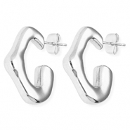 Ohrringe aus Stainless Steel - Rostfreiem Stahl Ohrstecker Irregular Silver
