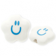 Perlen Keramik Wolke mit Smiley White-blue