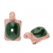 Perlen Keramik Schildkr&ouml;te Dark green-vintage pink-black