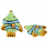 Perlen Keramik Fisch Green-orange-blue-black