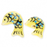 Perlen Keramik Fisch Yellow-blue-black