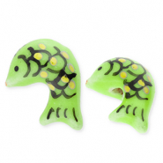 Perlen Keramik Fisch Green-yellow-black