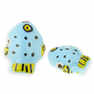 Perlen Keramik Fisch Blue-yellow-black