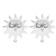 BY31&reg; Stainless Steel - Rostfrei Stahl Schmuckzubeh&ouml;r Ohrringe&nbsp;/&nbsp;Ohrstecker Sonne mit Gesicht mit &Ouml;se Silver