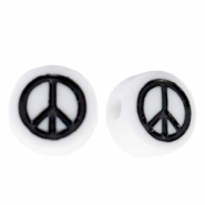 Buchstaben Perlen aus Acryl peace White-black