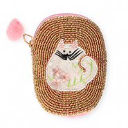 Geldbörse Oval mit Katze Gold-white-light pink