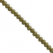 Top Glas Facett Perlen 6x4 mm rondellen Army green