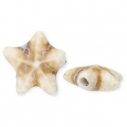 Perlen Keramik Seestern Off white-light brown