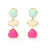 Trendy Ohrringe&nbsp;/&nbsp;Ohrstecker mit Rostfrei Stahl-Stecker Gold-mint green-off white-hot pink