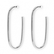 Statement Ohrringe / Ohrstecker Oval mit Rostfrei Stahl-Stecker Silver