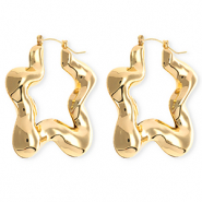 Statement Ohrringe / Creolen Stern mit Rostfrei Stahl-Stecker Gold