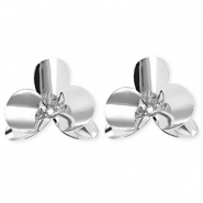 Statement Ohrringe / Ohrstecker Blume mit Rostfrei Stahl-Stecker Silver