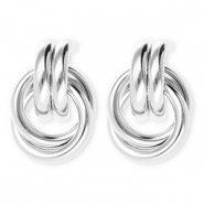 Statement Ohrringe / Ohrstecker Doppelring mit Rostfrei Stahl-Stecker Silver