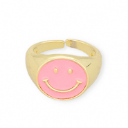 Trendy Ringe Enamel Smiley Pink-gold