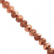 Top Glas Facett Perlen 8x6&nbsp;mm Rondellen Rose gold-pearl shine coating