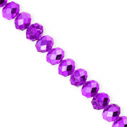 Top Glas Facett Perlen 8x6&nbsp;mm Rondellen Dark purple-pearl shine coating