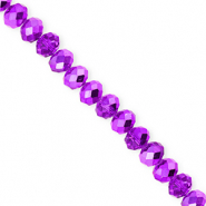 Top Glas Facett Perlen 6x5&nbsp;mm Rondellen Dark purple-pearl shine coating