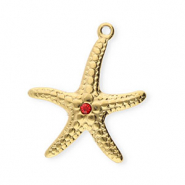 Stainless Steel - Rostfrei Stahl Anhänger Seestern Gold-red
