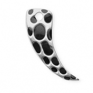 Stainless Steel - Rostfrei Stahl Anhänger Horn mit Leopard-Print Silver-black