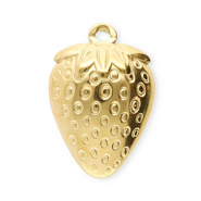 Stainless Steel - Rostfrei Stahl Anhänger Erdbeere Gold