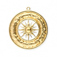 Stainless Steel - Rostfrei Stahl Anhänger Zirkel mit Sonne Gold