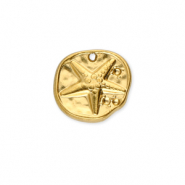 Stainless Steel - Rostfrei Stahl Anhänger Rund mit Seestern Gold