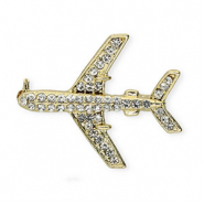 Broschen Flugzeug mit Strass Gold-crystal