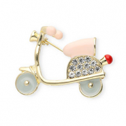 Broschen Roller mit Strass Gold-nude pink-white-crystal