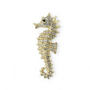 Broschen Seepferdchen mit Strass Gold-crystal-black