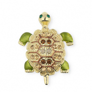 Broschen Schildkröte mit Strass Gold-crystal-green
