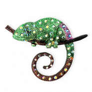 Broschen Chamäleon mit Strass Gold-green-purple-brown