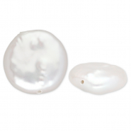 TQ Süsswasserperlen Flach Rund Natural white