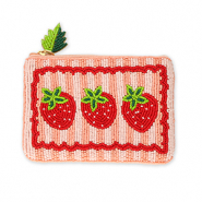 Geldbörse Erdbeeren Salmon pink-white-red-green