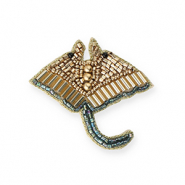 Broschen rochen Gold-transparent teal blue-black