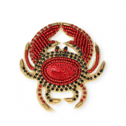 Broschen Krabbe Gold-silverlined red-black