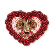 Broschen Herz mit Hund Gold-silverlined dark red-light pink-brown