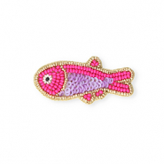 Broschen Fisch Gold-neon azalea pink-purple