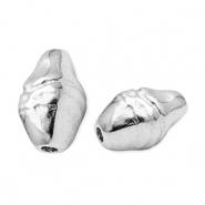 Metall Perlen DQ Oval Antik silber (Nickelfrei)