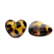 Acrylperlen Herz mit Leopard-Print Transparent amber brown