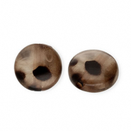 Acrylperlen Rondellen mit Leopard-Print Transparent brown-dark brown